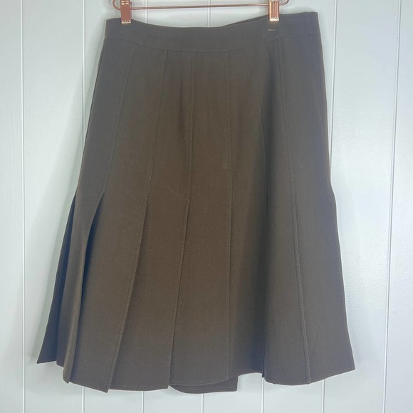 Charles Nolan 100% Wool Chocolate Brown Wrap/Kilt Like Skirt SZ 8 - Picture 5 of 7